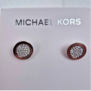 Michael Kors Rose Gold Tone Crystal Pave Stud Earrings NWT
